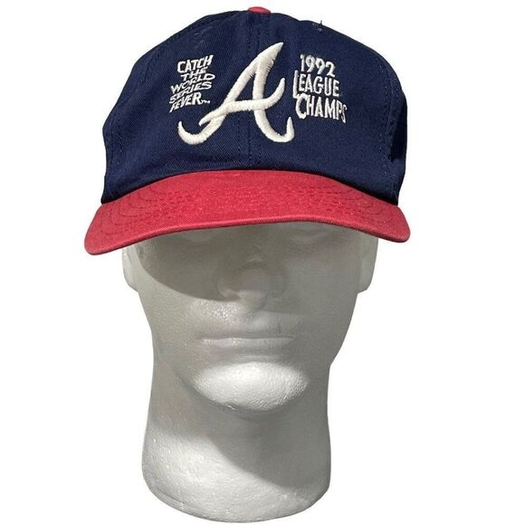 Vintage Atlanta Braves Adjustable Hat 1992 League Champs MLB Made In USA - Picture 1 of 7